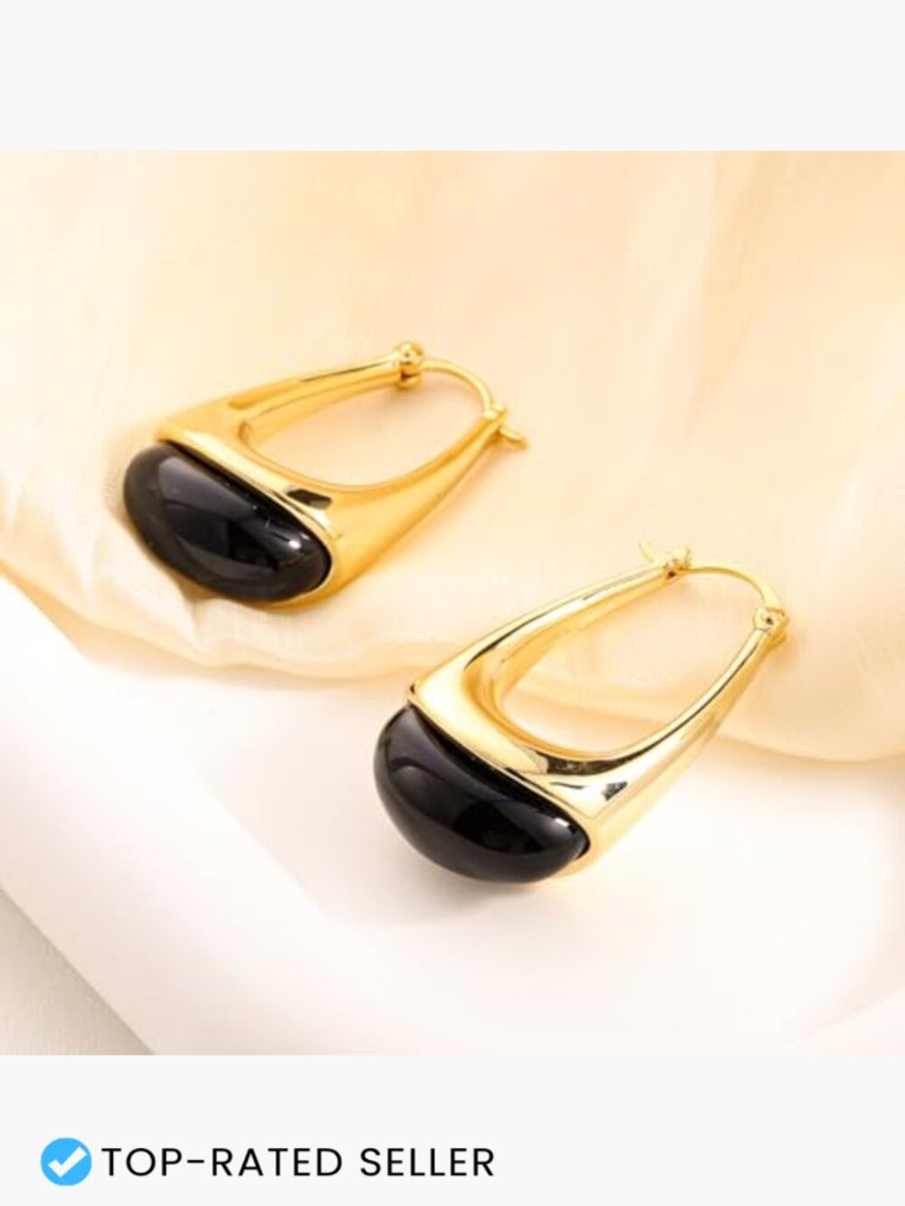 Chunky Gold Hoop Earrings Hypoallergenic Lightweight Vintage Style Teardrop - Picture 2 of 7